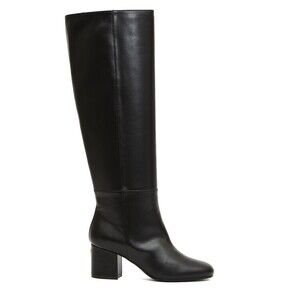 Via Roma 15 Knee-High Black Leather Boot With 70Mm Block Heel - NWT